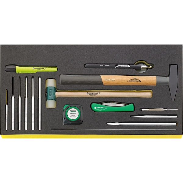 Hammer, chisels etc. i.TCS inlay No.TCS WT 102-109/16 -tray16-pcs.